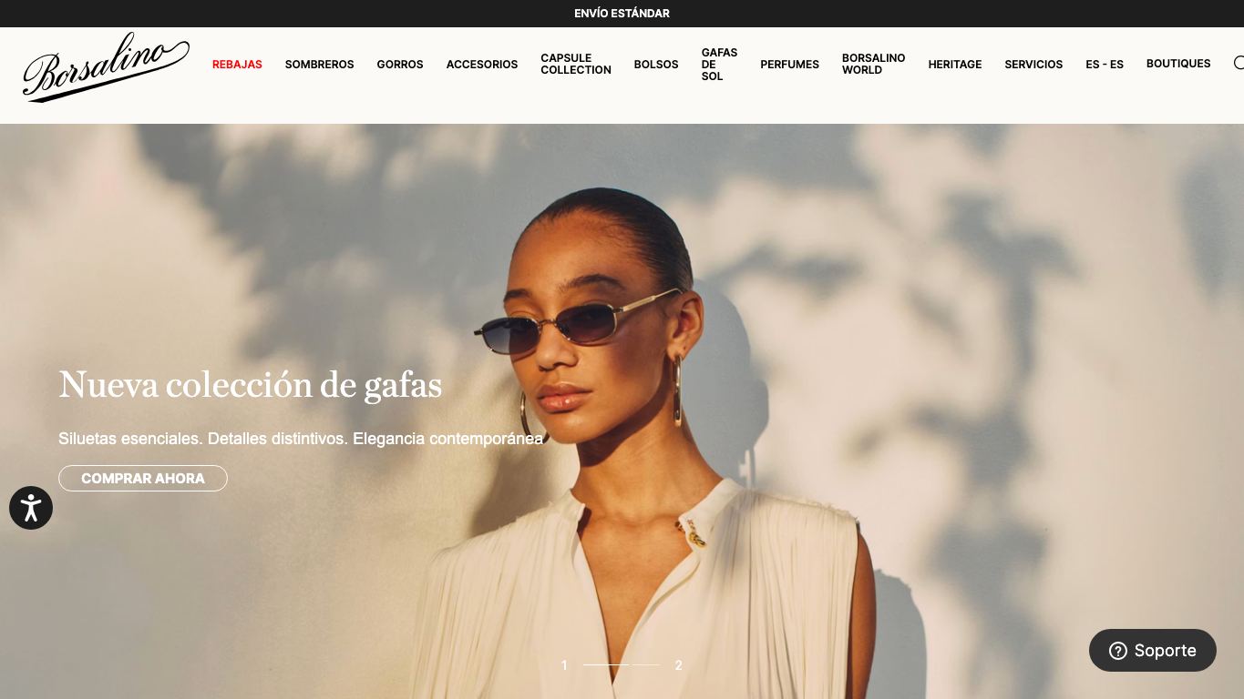 Captura de pantalla de la home de Borsalino