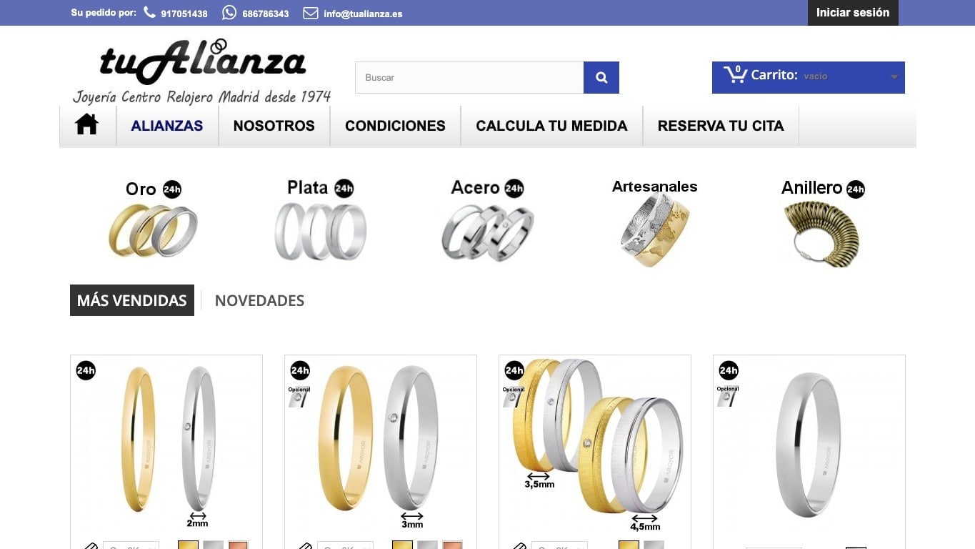 Captura de pantalla de la home de tuAlianza