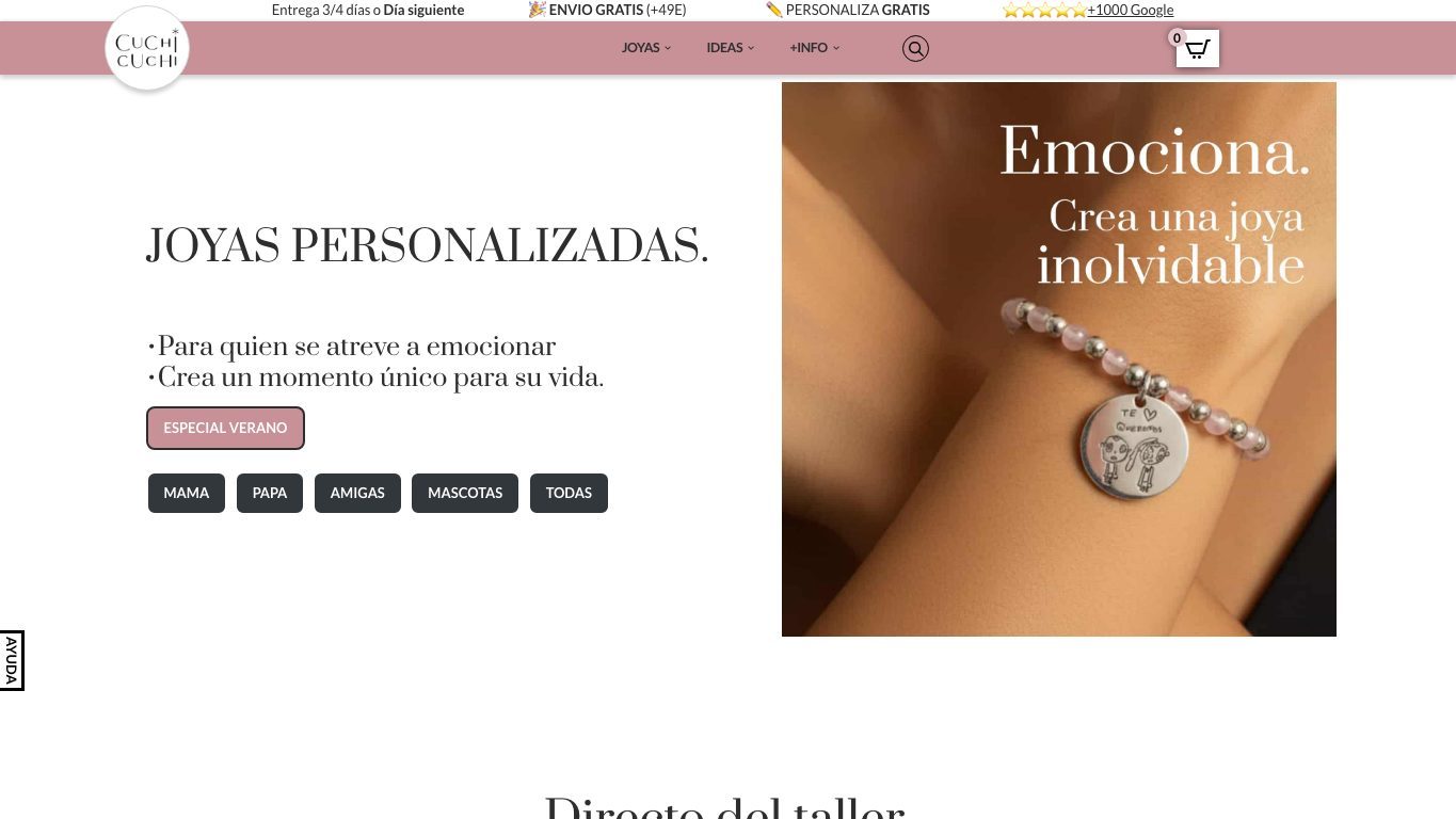 Captura de pantalla de la home de CuchiCuchi