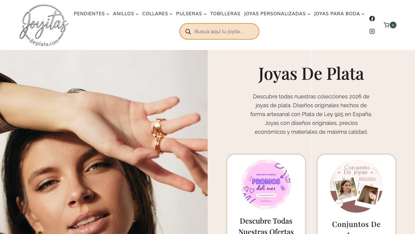 Captura de pantalla de la home de Joyitas de Plata