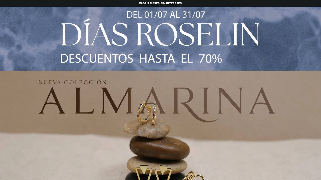 Captura de pantalla de la home de Roselin