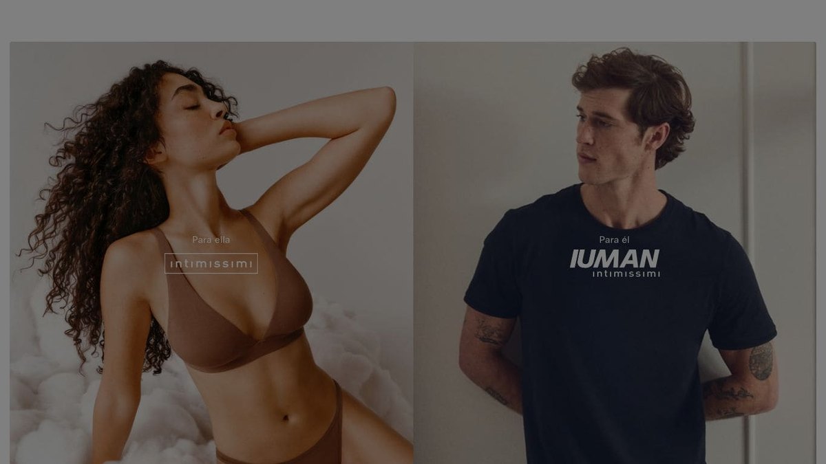 Captura de pantalla de la home de Intimissimi