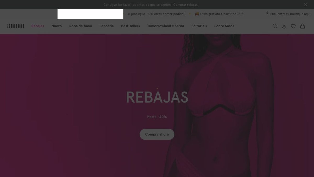Captura de pantalla de la home de Sarda