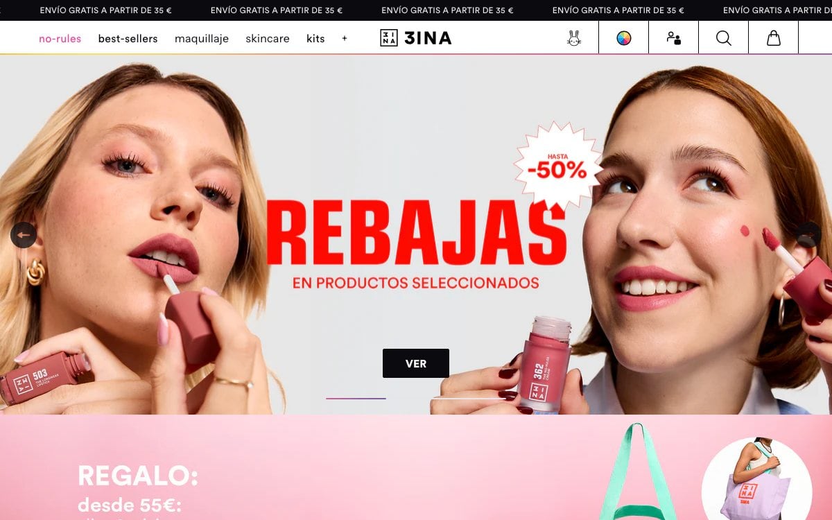 Captura de pantalla de la home de 3INA