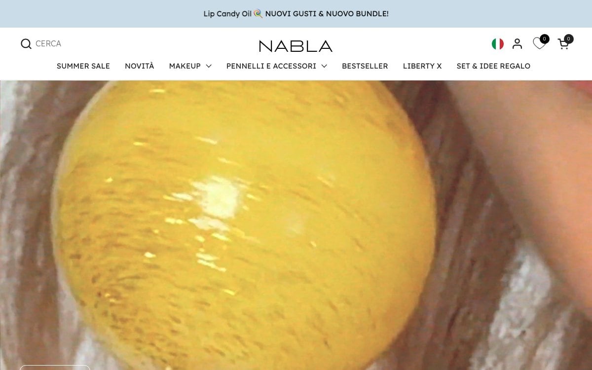 Captura de pantalla de la home de NABLA Cosmetics