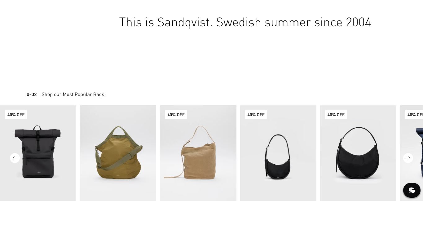 Captura de pantalla de la home de Sandqvist