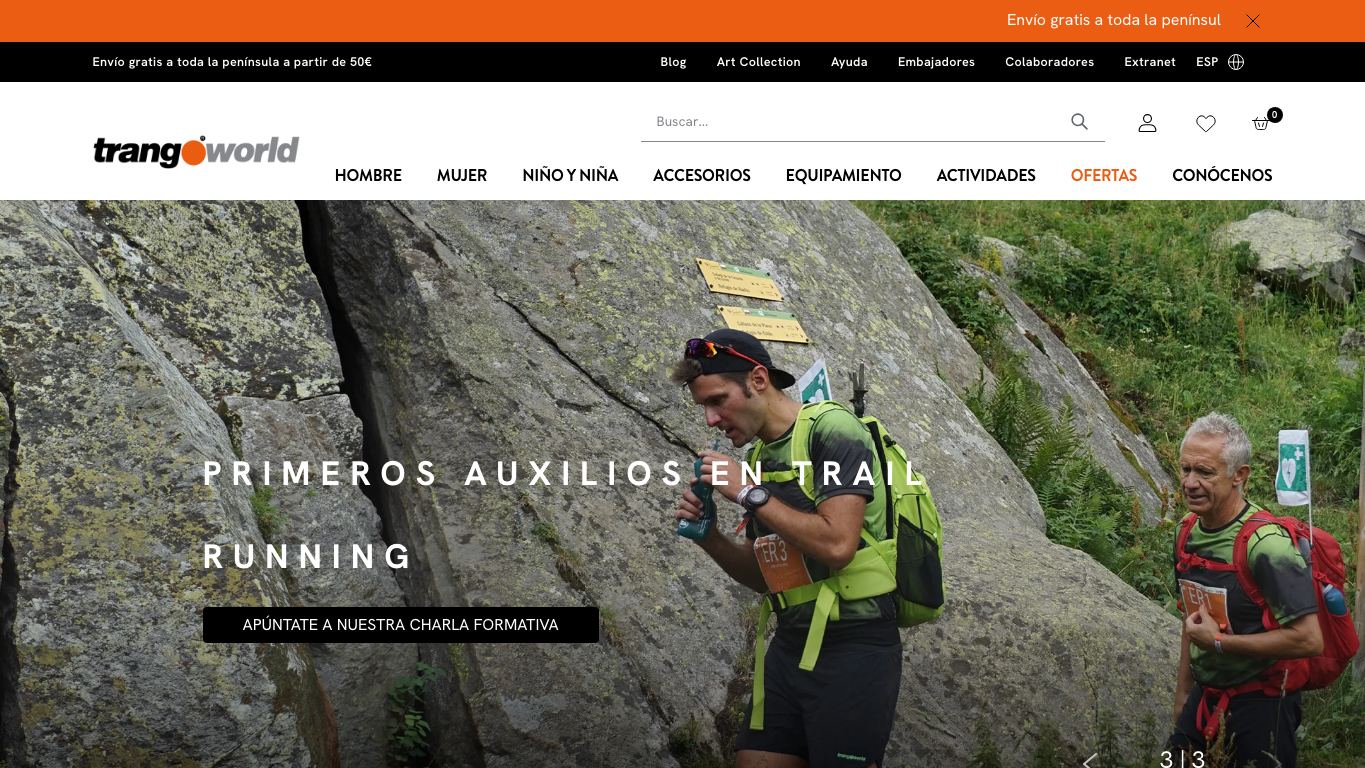 Captura de pantalla de la home de Trangoworld