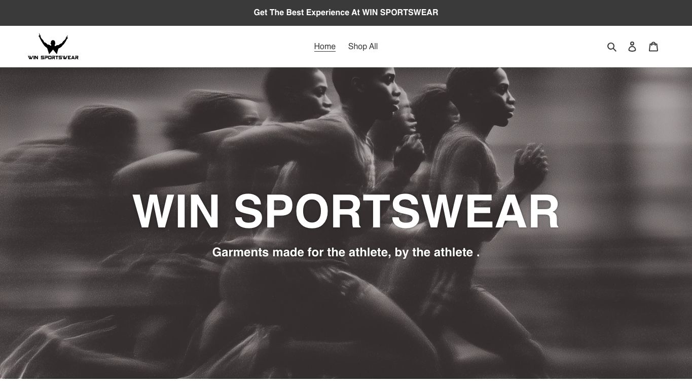 Captura de pantalla de la home de Win Sportswear