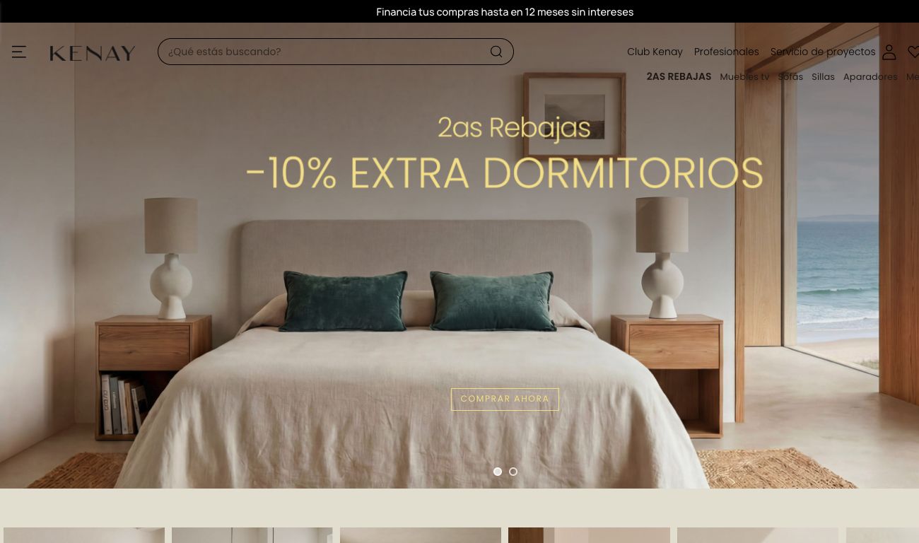 Captura de pantalla de la home de Kenay Home
