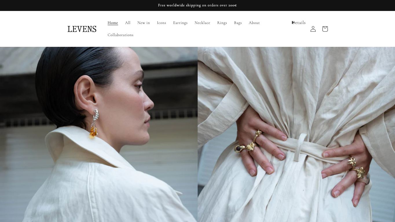 Captura de pantalla de la home de Levens Jewels