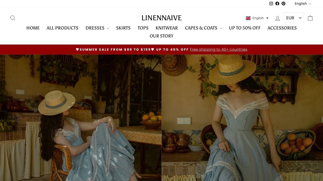 Captura de pantalla de la home de Linennaive