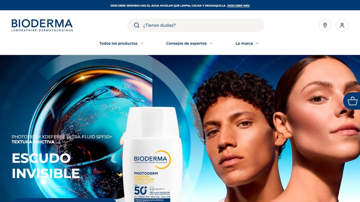 Captura de pantalla de la home de Bioderma