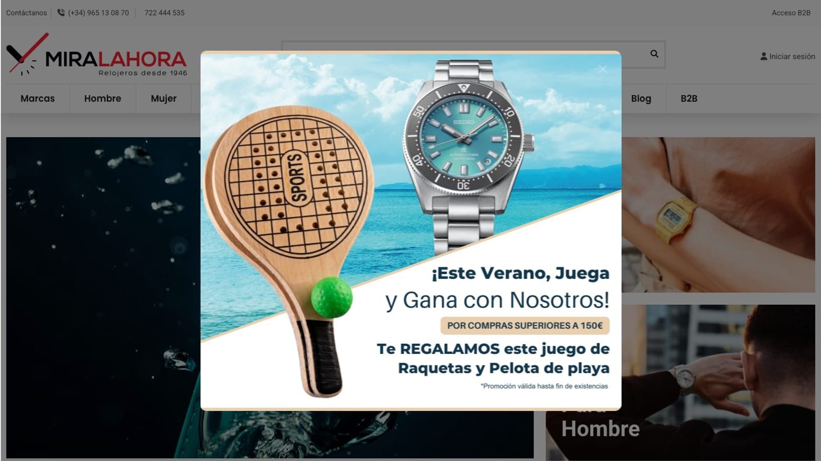 Captura de pantalla de la home de Miralahora