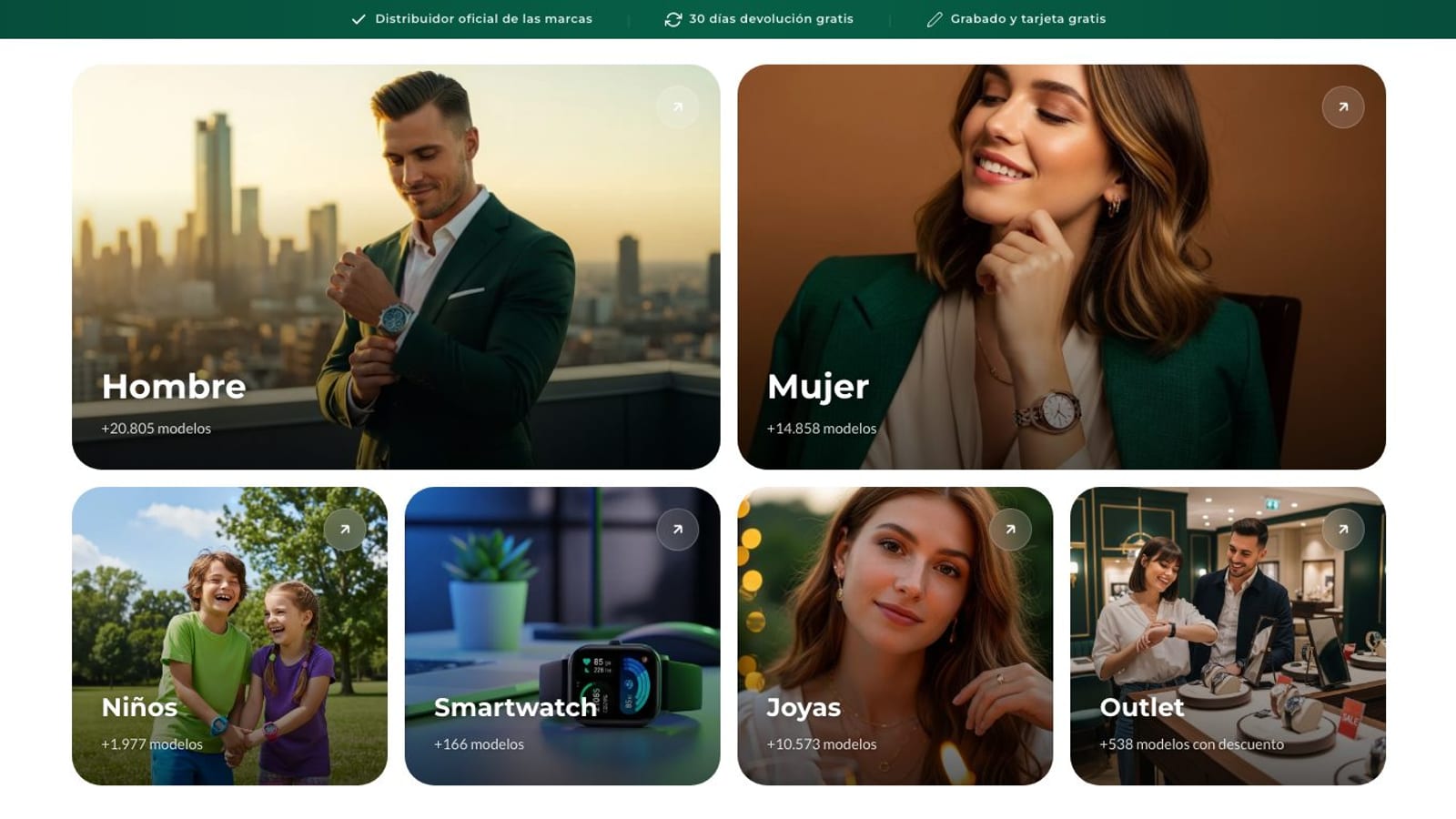 Captura de pantalla de la home de PlanetaRelojes