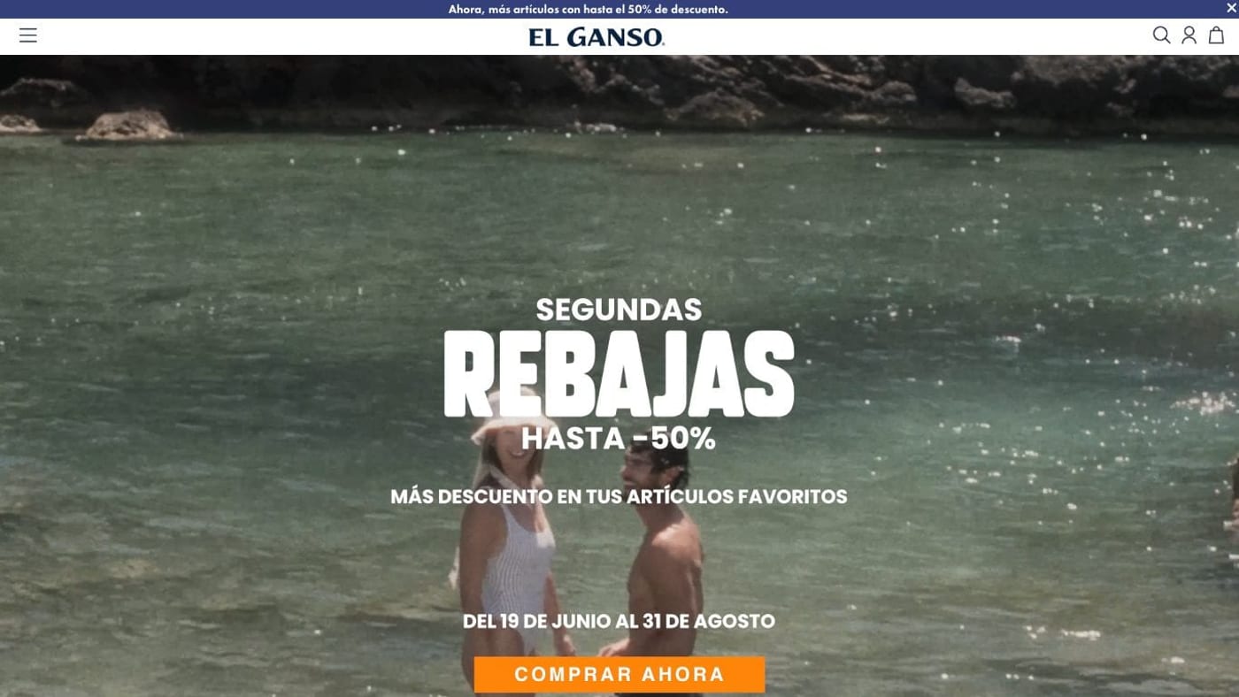 Captura de pantalla de la home de El Ganso