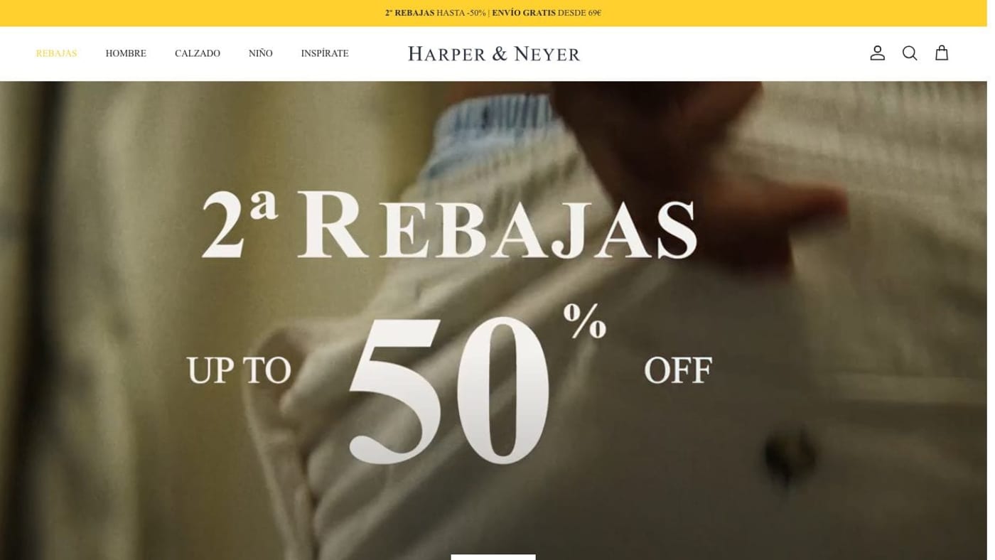Captura de pantalla de la home de Harper & Neyer