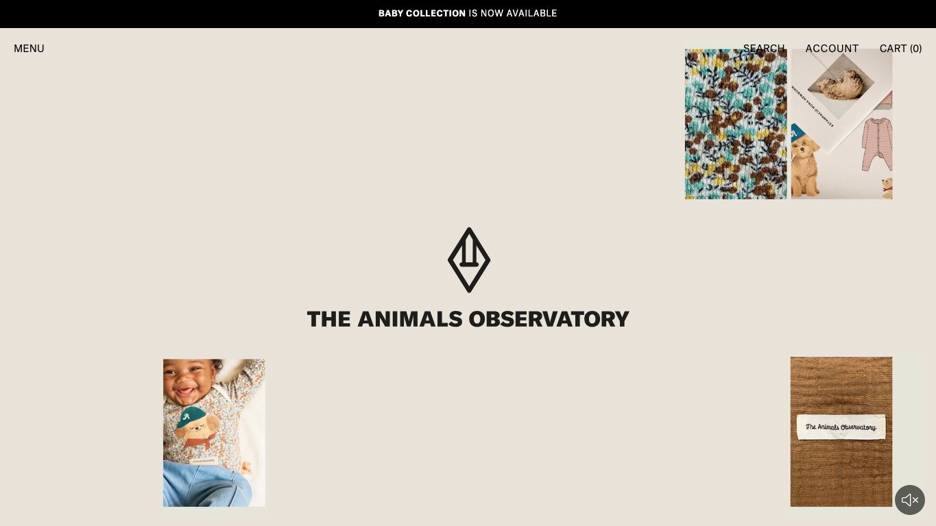 Captura de pantalla de la home de The Animals Observatory