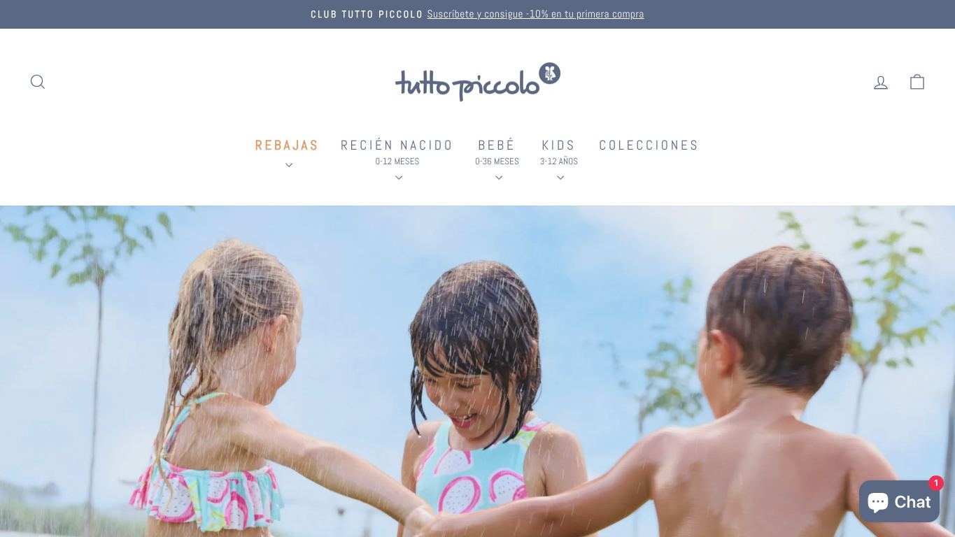 Captura de pantalla de la home de Tutto Piccolo
