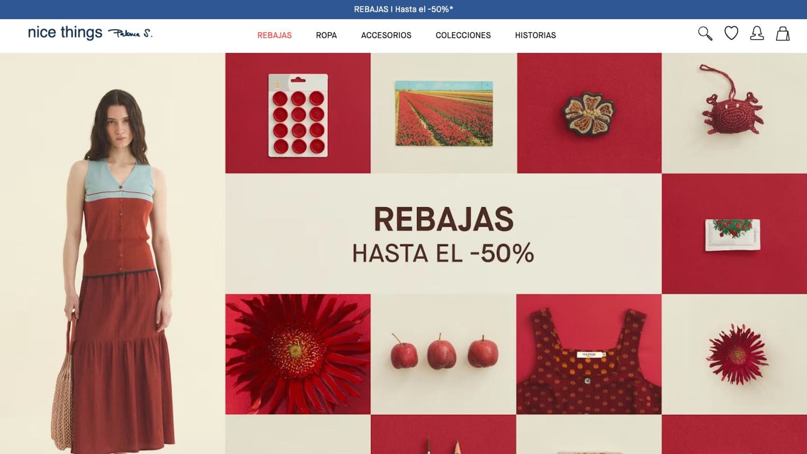 Captura de pantalla de la home de Nice Things