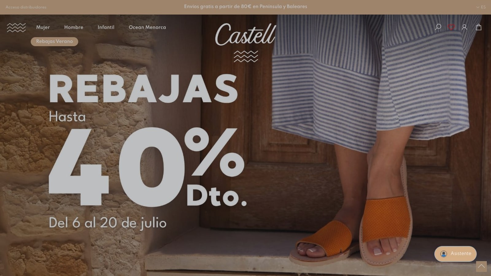 Captura de pantalla de la home de Castell Menorca