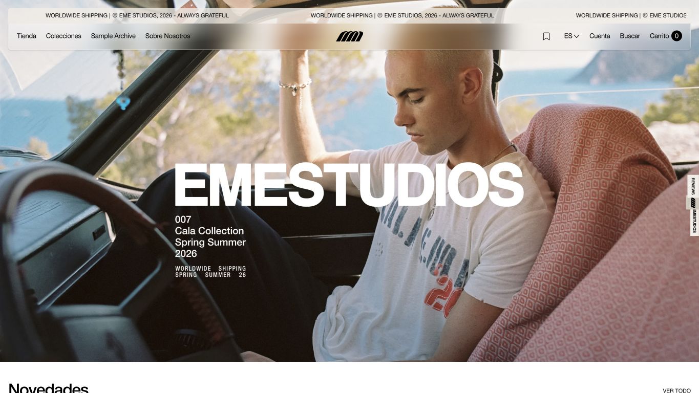Captura de pantalla de la home de EME Studios