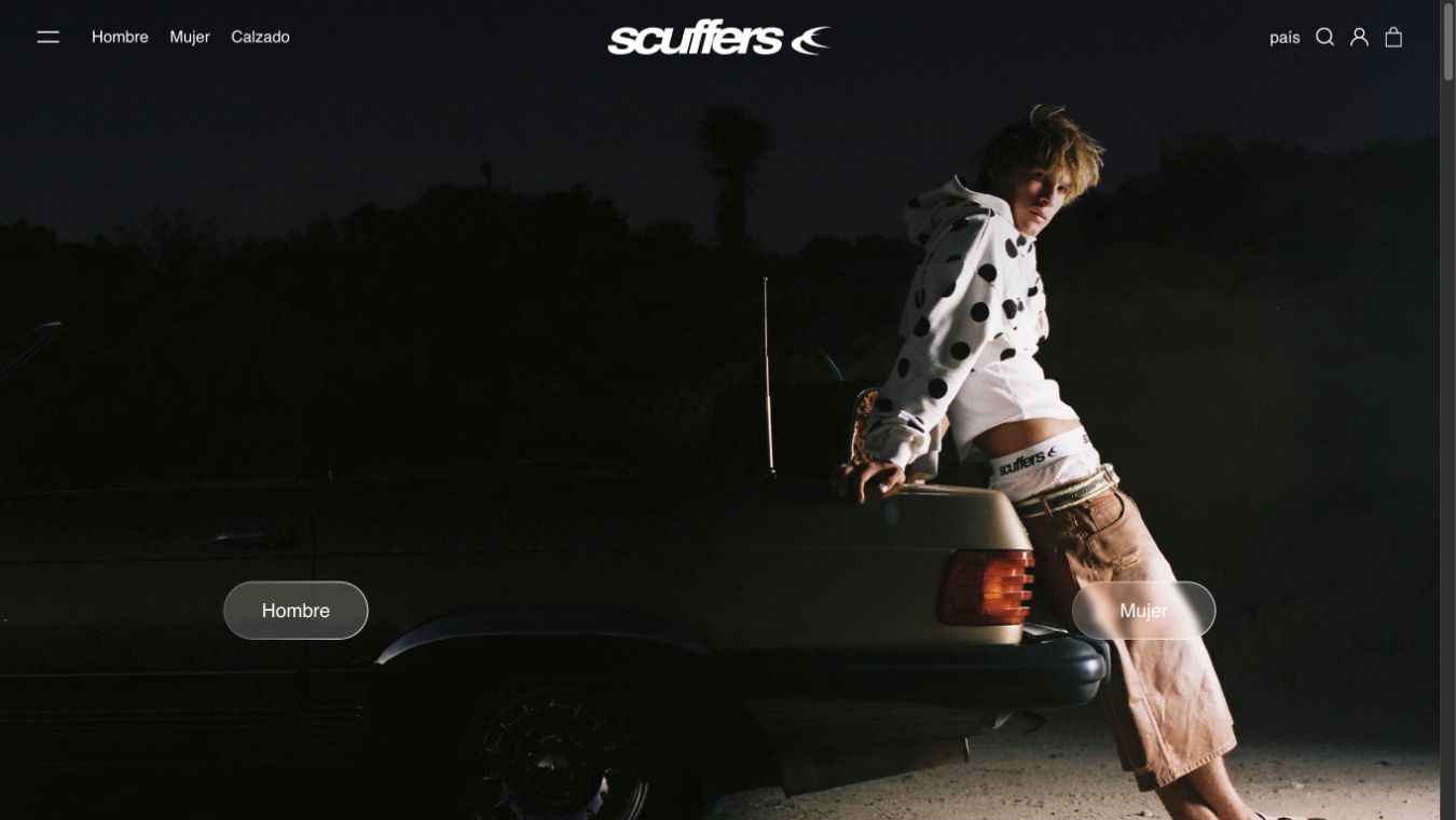Captura de pantalla de la home de Scuffers