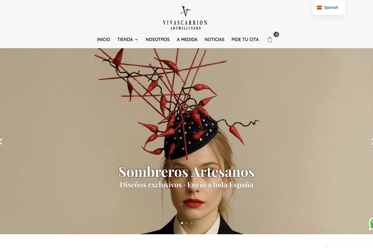 Captura de pantalla de la home de Vivas Carrión