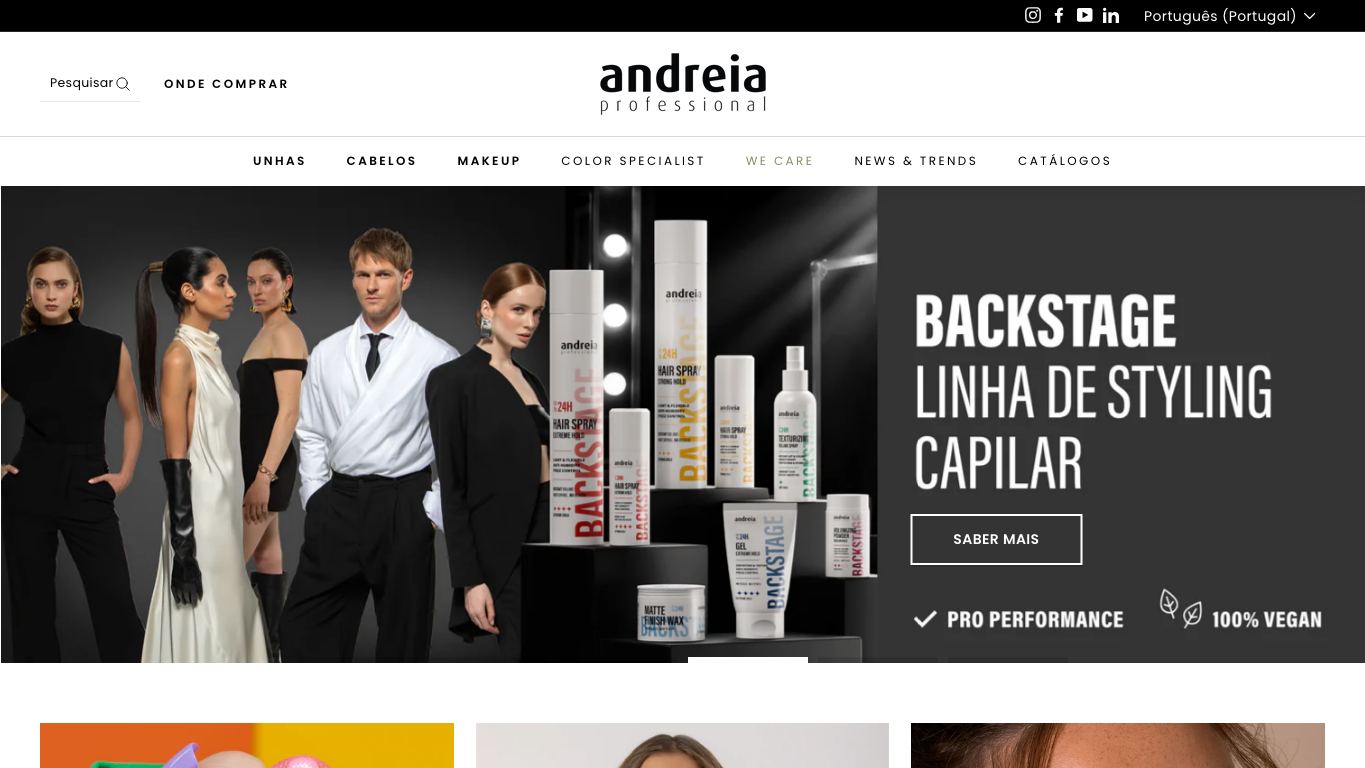 Captura de pantalla de la home de Andreia Professional