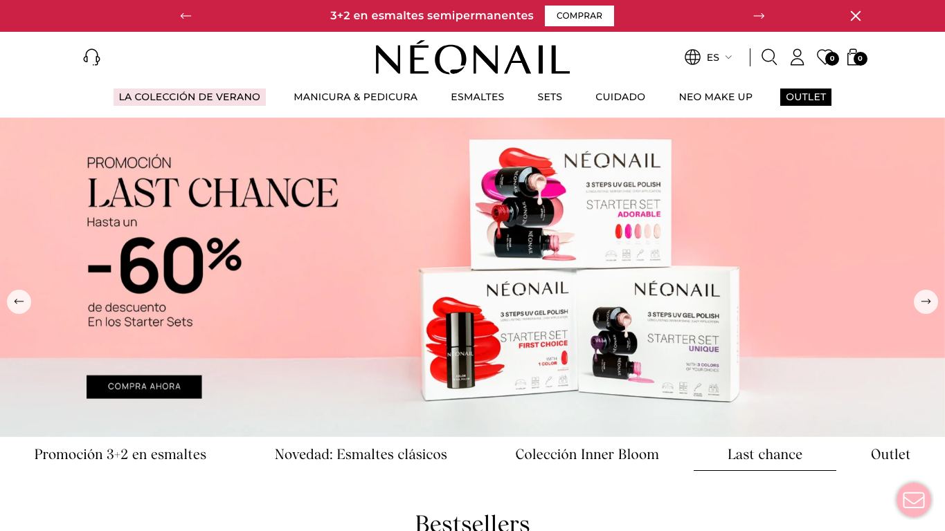 Captura de pantalla de la home de NEONAIL