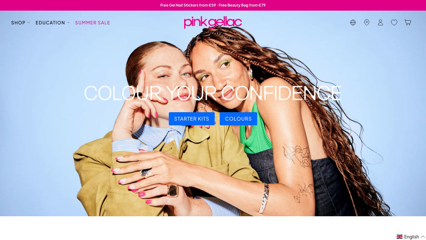 Captura de pantalla de la home de Pink Gellac