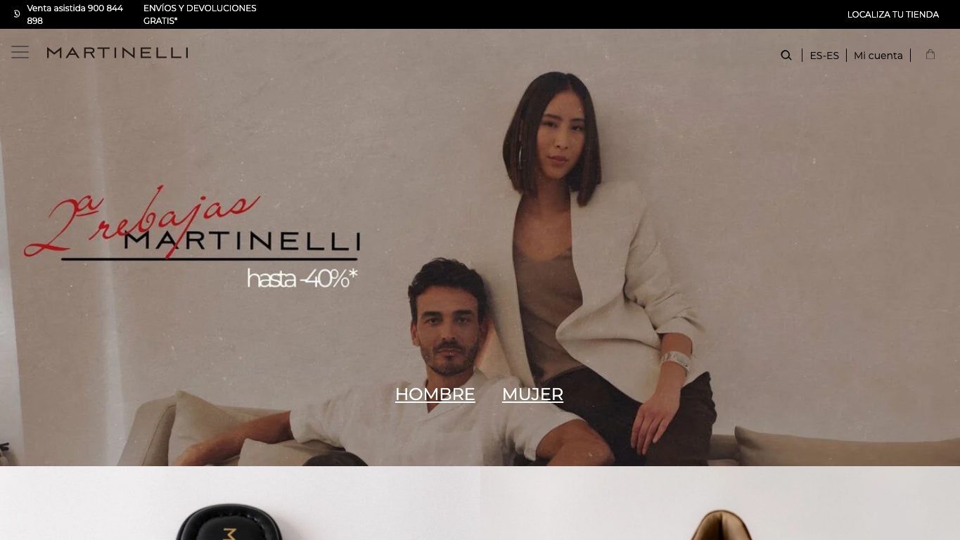 Captura de pantalla de la home de Martinelli