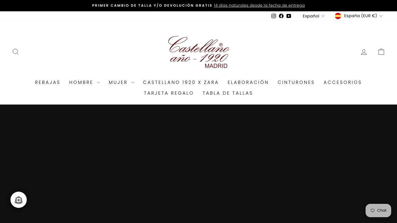 Captura de pantalla de la home de Zapatos Castellano